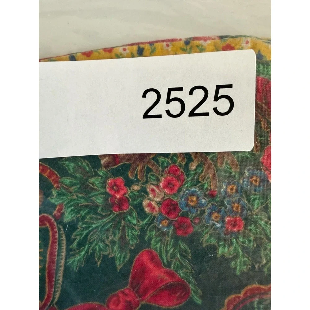 VTG Handmade Christmas Santa Reversible Fabric Placemats Set 6 Cotton Floral